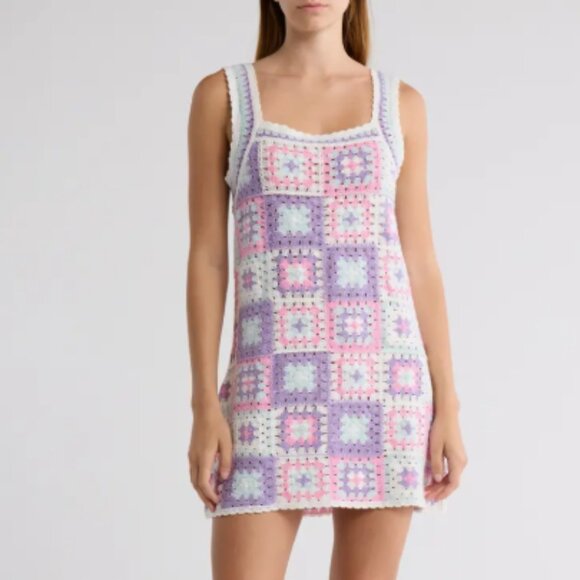 NEW Cotton Emporium Crocheted Patch Tank Dress ~ Pink Multi ~ XS - Picture 1 of 5